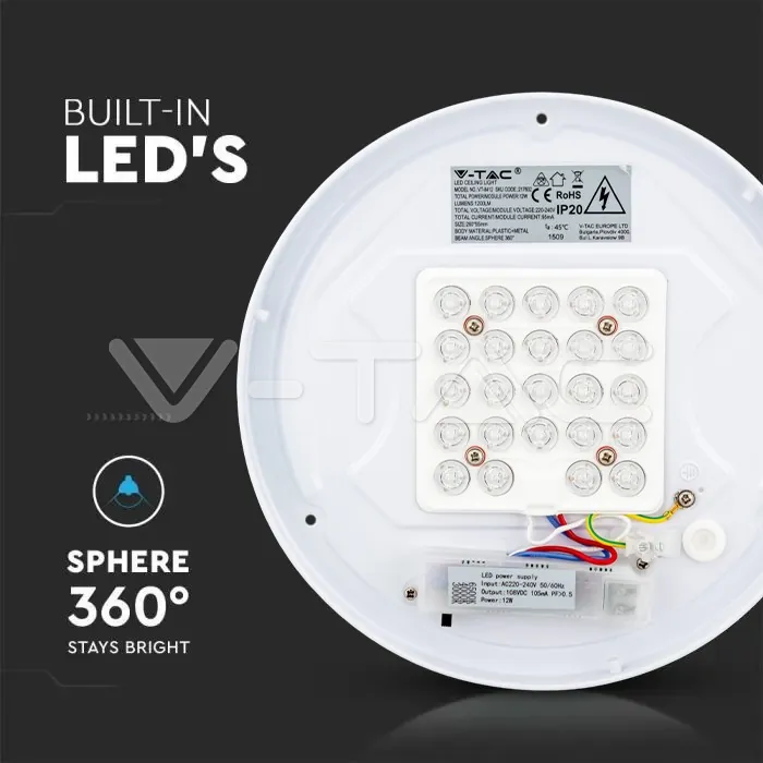 V-TAC VT-217602 12W LED Плафон Звезди Ф300 3в1 Сменяем Спектър