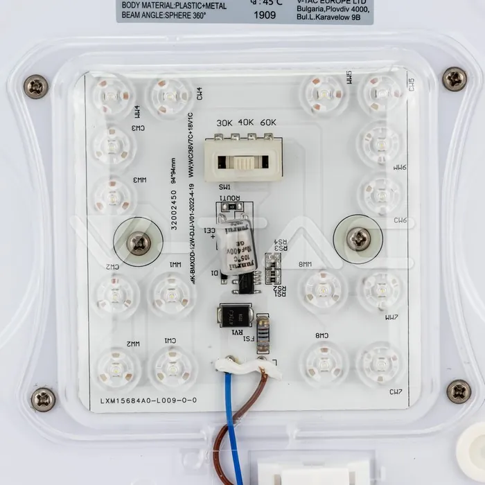 V-TAC VT-217603 12W LED Плафон Мат Ф300 3 в 1 Сменяем Спектър