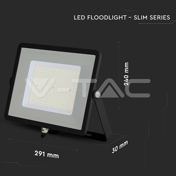 V-TAC VT-21767 100W LED Прожектор SAMSUNG Чип SMD Slim Черно Тяло 6500К