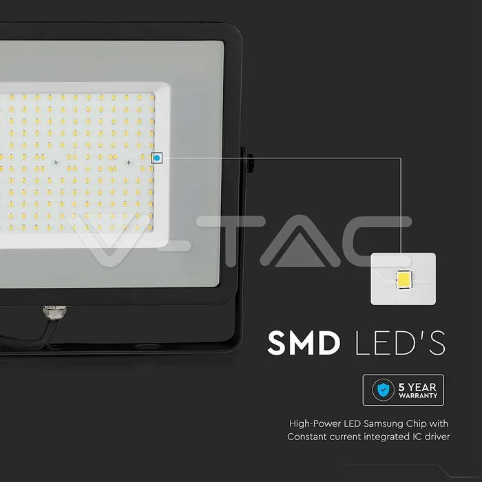 V-TAC VT-21767 100W LED Прожектор SAMSUNG Чип SMD Slim Черно Тяло 6500К
