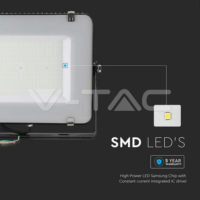 V-TAC VT-21773 150W LED Прожектор SAMSUNG Чип G2 SMD Slim Черно Тяло 6500К