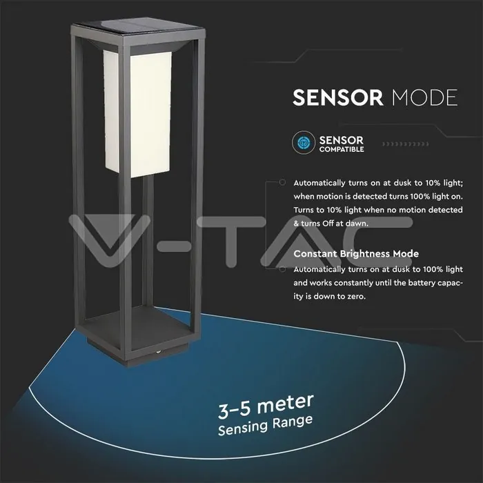 V-TAC VT-21785 2W Соларна Наземна SAMSUNG ЧИП Сива 3000K