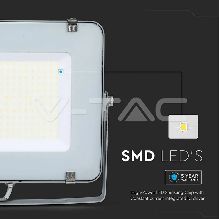 V-TAC VT-21789 200W LED Прожектор SAMSUNG Чип G2 SMD SLIM Сиво Тяло 4000К