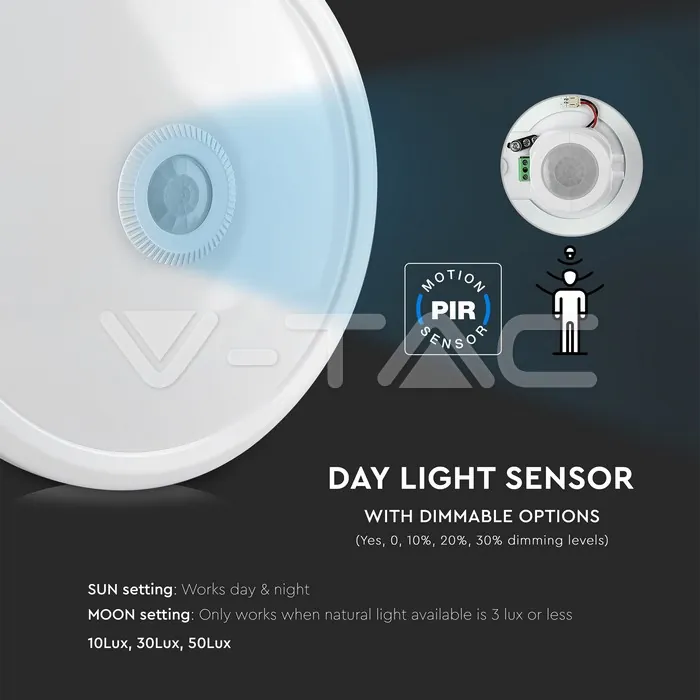 V-TAC VT-21809 LED Плафониера SAMSUNG Чип 12W Сензор 6400К