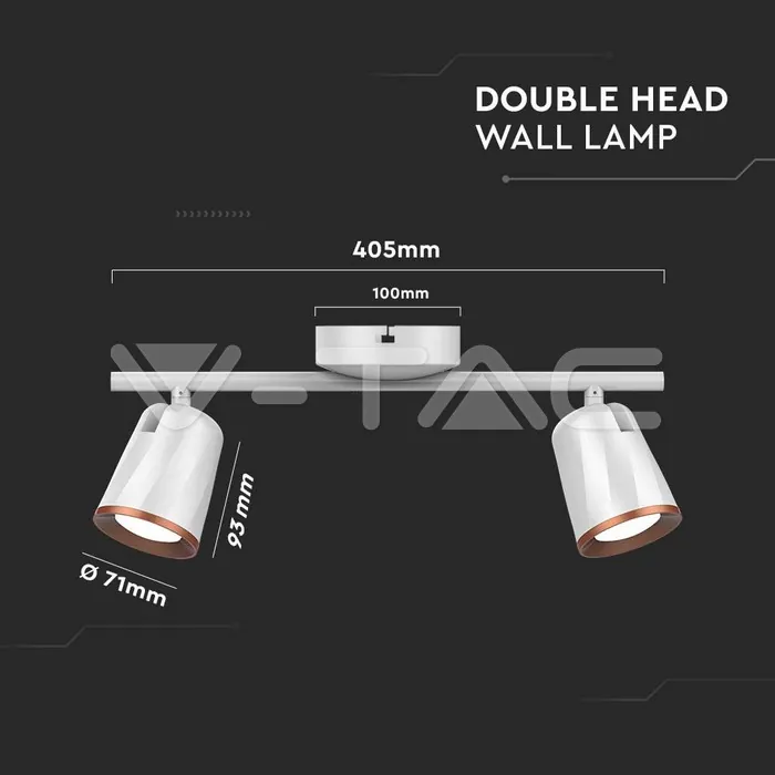 V-TAC VT-218256 12W LED Двойна Спот Лампа 4000К Бяла