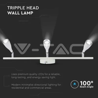 V-TAC VT-218272 13.5 LED Тройна Спот Лампа 4000К Бяла