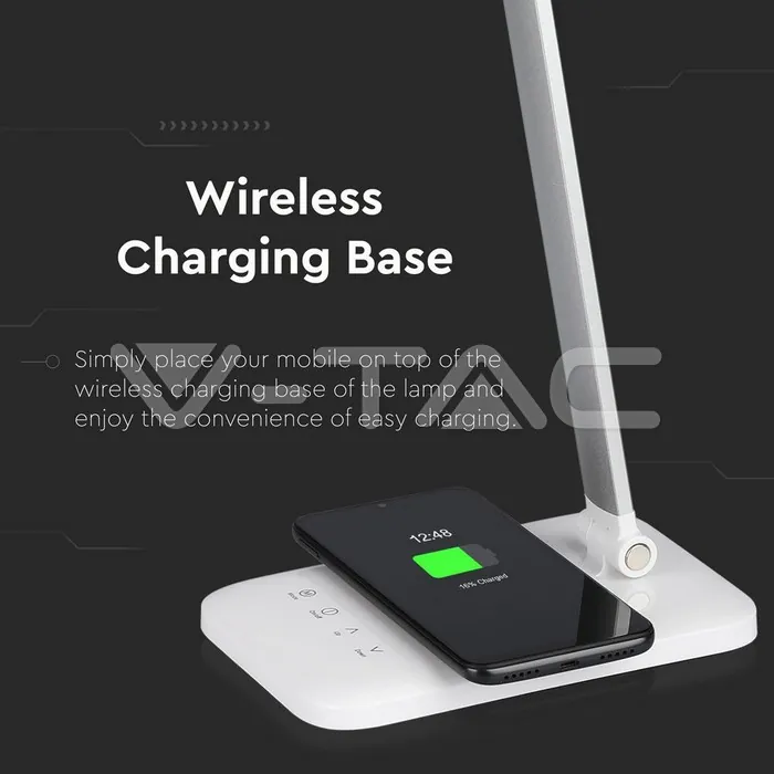 V-TAC VT-218519 7W LED Настолна Лампа Wireless Charger 3 в 1 Бяла