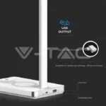V-TAC VT-218603 5W Настолна Лампа 3в1 Безжично Зареждане GSM Бяла Правоъгълна Основа