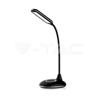 V-TAC VT-218604 5W Настолна Лампа 3в1 Безжично Зареждане GSM Черна Кръгла Основа