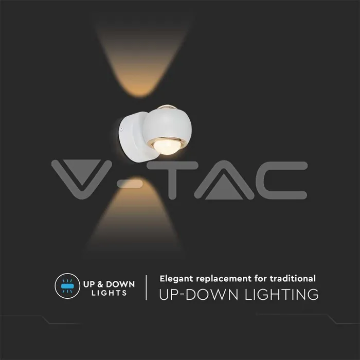 V-TAC VT-23008 10W LED Стенна Лампа Бяло Тяло 3000K