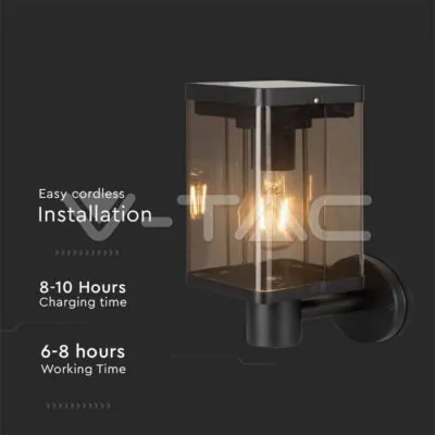 V-TAC VT-23010 2.5W LED Соларна Стенна Лампа Е27 Сензор IP44