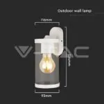 V-TAC VT-23020 E27 Стенен Аплик Бял Цилиндър PC Прозрачен IP44