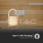 V-TAC VT-23091 1.5W LED Настолна Лампа 3000К Бежова Дървена Дръжка