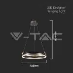 V-TAC VT-23098 LED Осветител 20W Висящ Един Ринг 3000К Кафе
