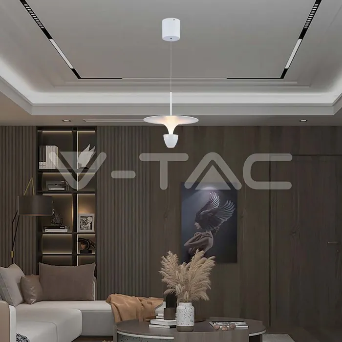 V-TAC VT-23102 9W LED Висяща Лампа (30*300*1370MM) Бяло Тяло 3000K Регулируема