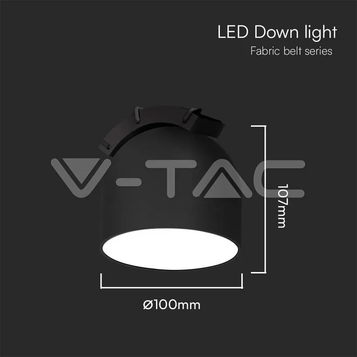 V-TAC VT-23106 12W LED Магнитен Осветител Въже 120`D 3000K Пясъчно Черно Тяло 3 Години Гаранция