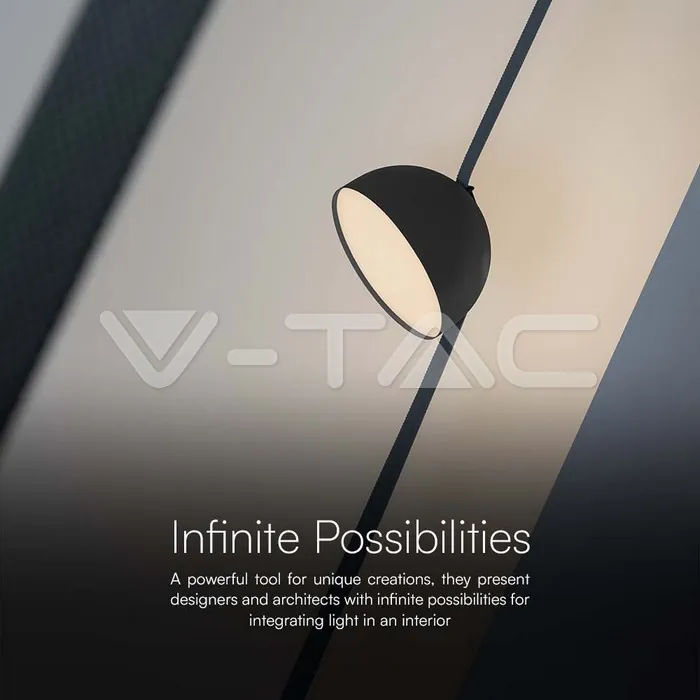 V-TAC VT-23109 20W LED Магнитен Осветител Въже 120`D 3000K Пясъчно Черно Тяло 3 Години Гаранция