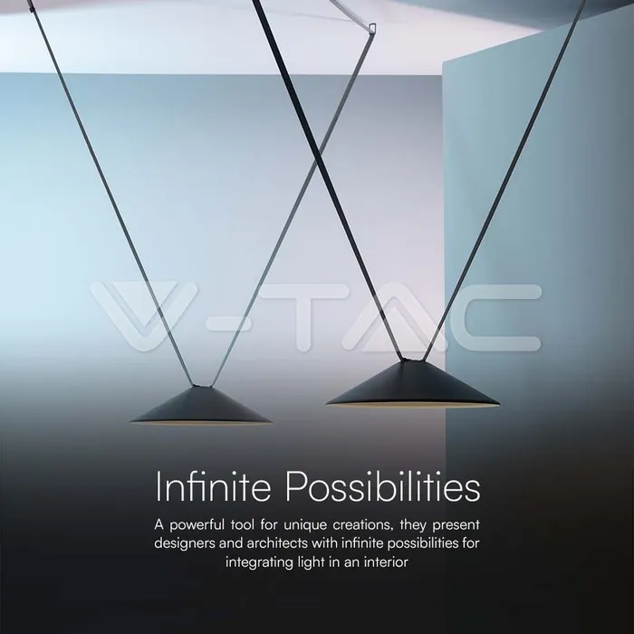 V-TAC VT-23112 20W LED Магнитен Осветител Въже 120`D 3000K Пясъчно Бяло Тяло 3 Години Гаранция
