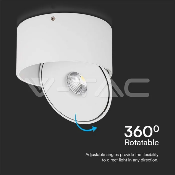 V-TAC VT-23155 20W LED Луна Външен Монтаж 3 в 1 Бяло Тяло