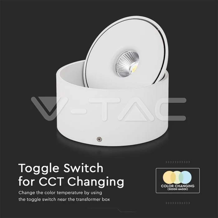 V-TAC VT-23155 20W LED Луна Външен Монтаж 3 в 1 Бяло Тяло