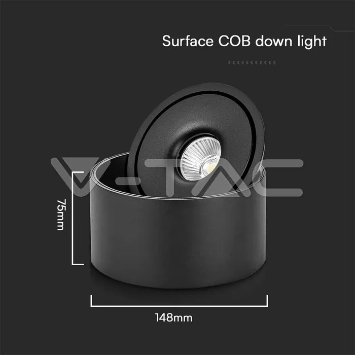 V-TAC VT-23158 28W LED Луна Външен Монтаж 3 в 1 Черно Тяло