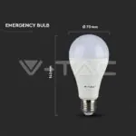 V-TAC VT-2373 LED Крушка - SAMSUNG Чип 9W E27 Авариийна 6400К 3 Часа Батерия