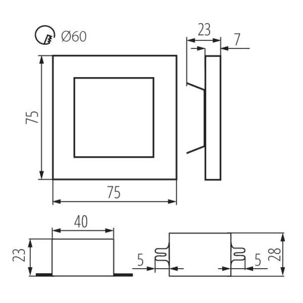 Kanlux 23801 Стълбищно ЛЕД осветително тяло APUS 220V 1.3W 6500K IP20