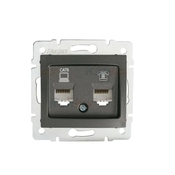 Kanlux 24935 Компютърно-телефонно гнездо (RJ45 Cat 6+RJ11) DOMO