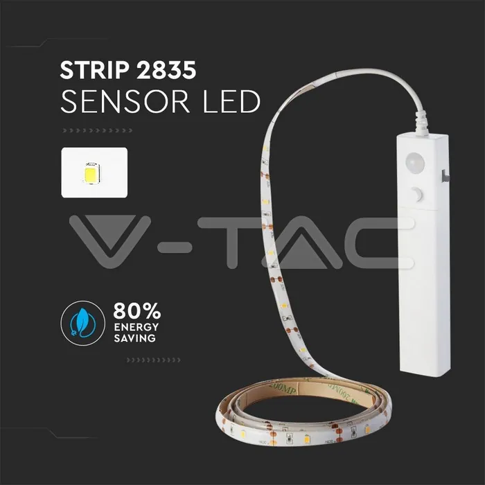 V-TAC VT-2573 2.4W 1м. Тяло 2835 4xААА Батерия Сензор 2700K