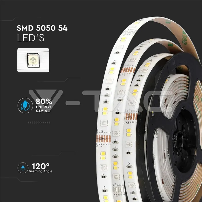 V-TAC VT-2628 LED Лента 28W 5050/54 RGB + 3 в 1 IP65 Сет Смарт