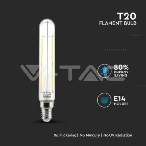 V-TAC VT-2702 LED Крушка 4W Filament E14 T20 4000K