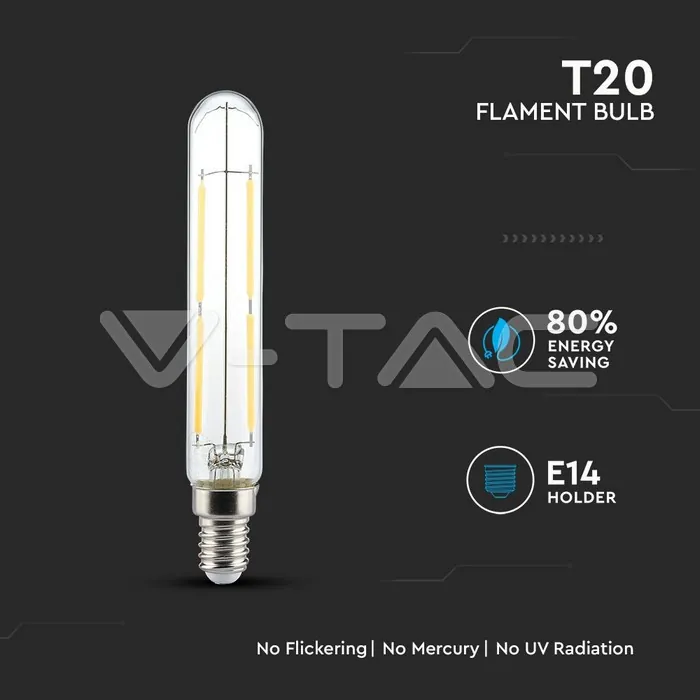 V-TAC VT-2701 LED Крушка 4W Filament E14 T20 2700K