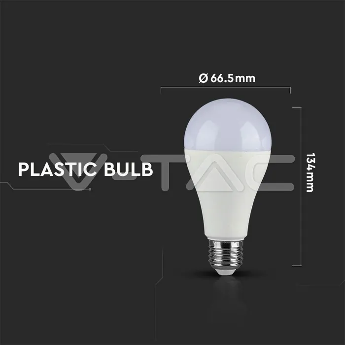 V-TAC VT-2707 LED Крушка 18W E27 A80 2000 Lumen Пластик 3000K
