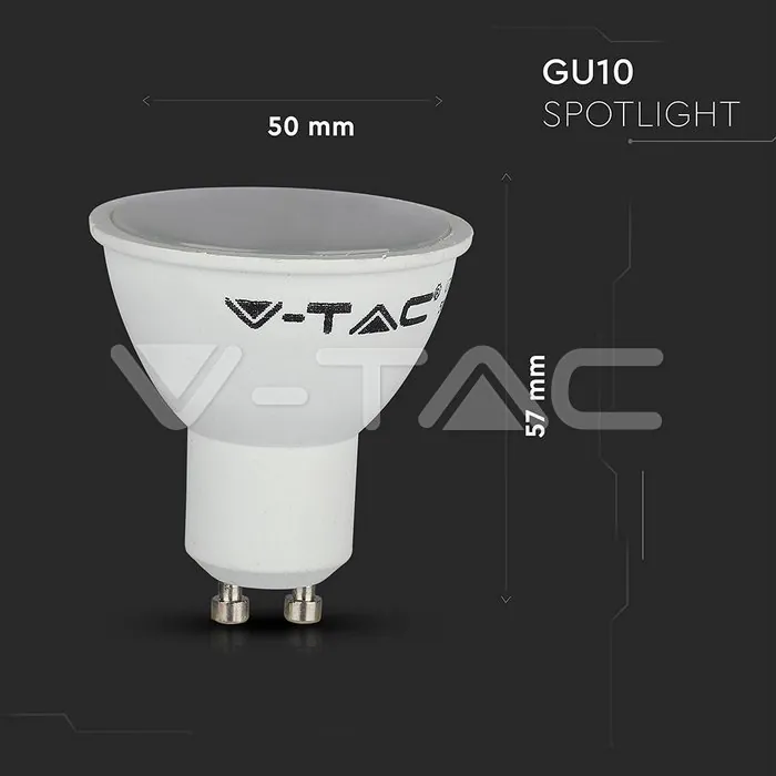 V-TAC VT-2757 LED Крушка 4.5W GU10 Пластик SMART RGB + Топла и Студена Светлина