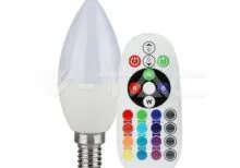 V-TAC VT-2771 LED Крушка 3.5W Е14 А80 Кендъл Димираща С Дистанционно RGB 6400K