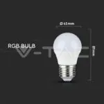 V-TAC VT-2774 LED Крушка 3.5W E27 G45 С Дистанционно RGB 6400K