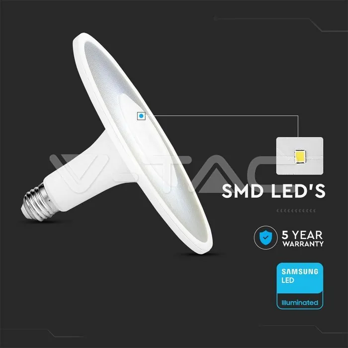 V-TAC VT-2785 LED Крушка SAMSUNG Чип 18W Акрилна UFO Пластик 4000К