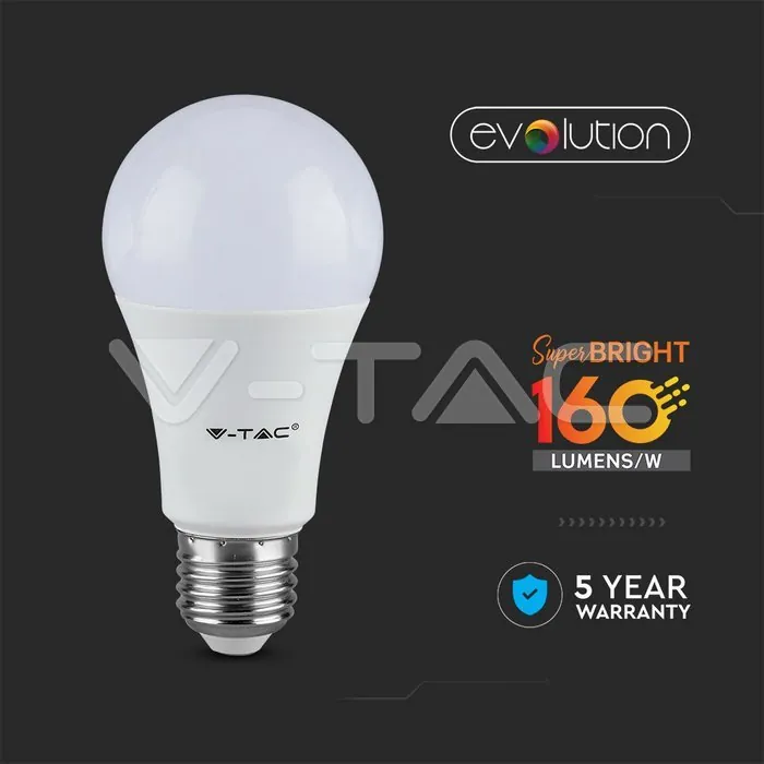 V-TAC VT-2807 LED Крушка - 6.5W E27 A60 Пластик 4000K 160 lm/W
