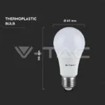 V-TAC VT-2807 LED Крушка - 6.5W E27 A60 Пластик 4000K 160 lm/W