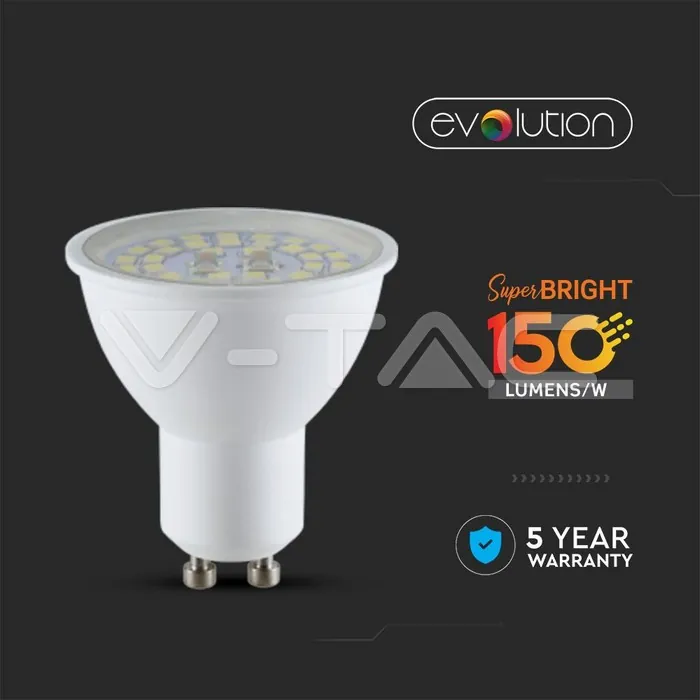 V-TAC VT-2837 LED Крушка SAMSUNG Чип 5W GU10 3000K 160lm/W