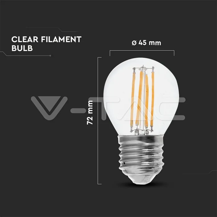 V-TAC VT-2843 LED Крушка 6W Filament E27 G45 4000К
