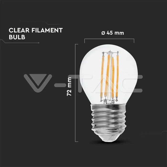 V-TAC VT-2843 LED Крушка 6W Filament E27 G45 4000К