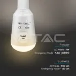 V-TAC VT-2857 LED Крушка 7W Аварийна светлина и Соларен панел