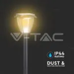 V-TAC VT-2894 2W LED Соларна Лампа Със Стълб Черен Мат 3000К+6000К