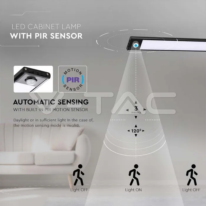 V-TAC VT-2959 1.5W LED Лампа за Гардероб/Шкаф Черно Тяло 4000К IP20