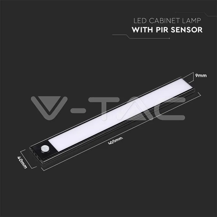 V-TAC VT-2964 2W LED Лампа за Гардероб/Шкаф Черно Тяло 3000К IP20