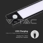 V-TAC VT-2968 2.5W LED Лампа за Гардероб/Шкаф Черно Тяло 3000К IP20