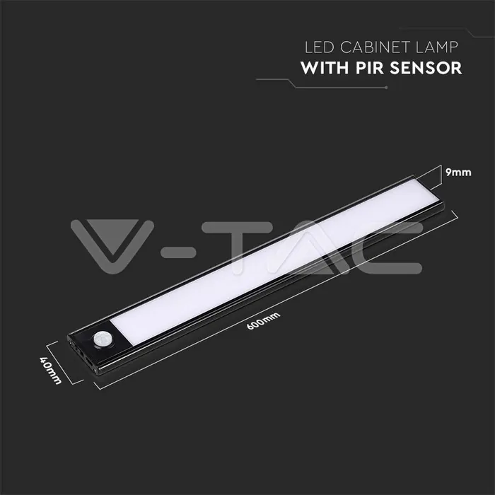 V-TAC VT-2968 2.5W LED Лампа за Гардероб/Шкаф Черно Тяло 3000К IP20
