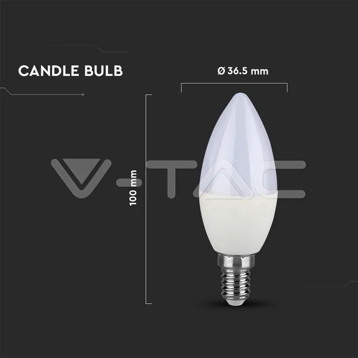 V-TAC VT-2984 LED Крушка - 2.9W E14 Пластик Кендъл 3000K