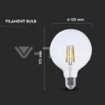 V-TAC VT-2992 LED Крушка 4W Filament E27 G125 3000К